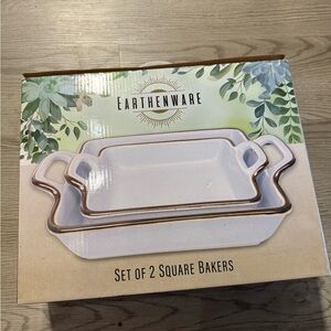 Earthenware (Set of 2 Ea) Square Bakers Baking Dishes with Handles
